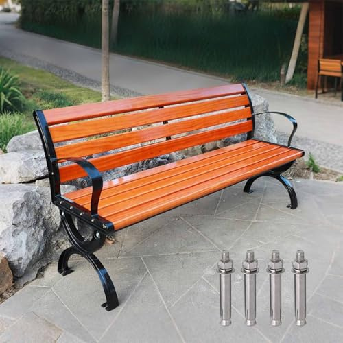 Generisch Gartenbank Holz 3 Sitzer Sitzbank Metall Aluminium Mit Rückenlehne Und Armlehne Outdoor Parkbank Wetterfest 120cm 150cm 180cm(180cm)