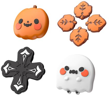GeekShare Cross D-Pad-Tastenkappen-Set für Switch 2, Silikon Joystick Kappen, ABXY-Tasten-Aufkleber, Joystick Schutzzubehör, rutschfeste, Komfortablem (Kürbis-Gespenstchen)