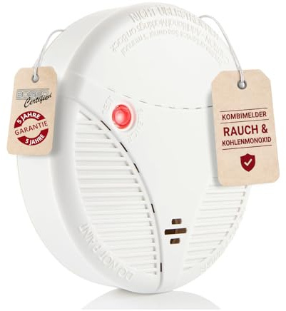 Kombi Rauchmelder & CO-Melder FLORI.PLUS.25 – Zuverlässige Warnung bei Rauch und Kohlenmonoxid, 85 dB Alarm, 10 Jahre Lebensdauer, einfache Deckenmontage, geprüft & sicher, Deutsche Marke (1 Stück)