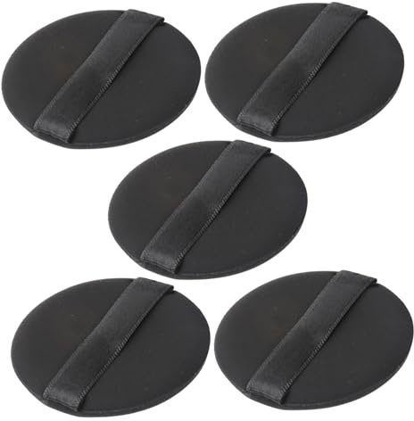 LRXIYODE 5 Unidades de Esponjas de Maquillaje Redondas Negras, Tejido, Fácil Manejo, Ideales para Salón y Viaje, Accesorio Cosmético sin Látex
