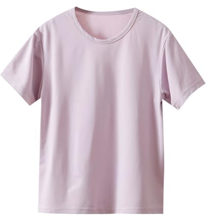 Violet Tshirt Unie pour Enfant Ado Fille Garcon 3-16 Ans à Manches Courte en Col Rond Tissu Glace Soie, Haut Top Basique Classique Tunique Décontractée Vetement Tenue de Sport