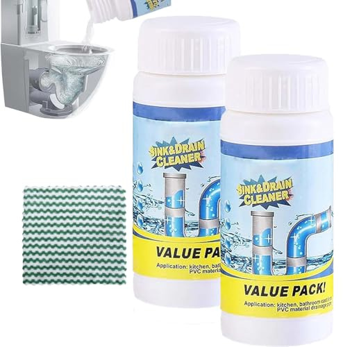 Wild Powerful Sink And Drain Cleaner, Powerful Sink & Drain Cleaner Powder, Wild Sinks And Drains Unblocker, Pipe Dredge Deodorant For Unclogging And Cleansing, For Kitchen Bathroom Toilet Shower (2)