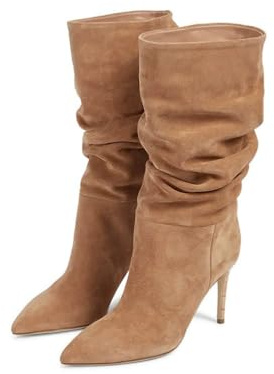 Botas de Tobillo de Ante de Ajuste Ancho para Mujeres, Botines Apilados de Punta Afilada y Estilo Holgado para Discoteca, Boda, Oficina,Marrón,38 EU