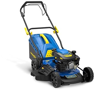 Goodyear - Cortacésped Gasolina OHV 4T 150cc, 43cm Ancho Corte, 7 Alturas Ajustables, Bolsa 45L, Función Mulching, Descarga Lateral y Trasera, Cuchillas Acero, Arranque Manual
