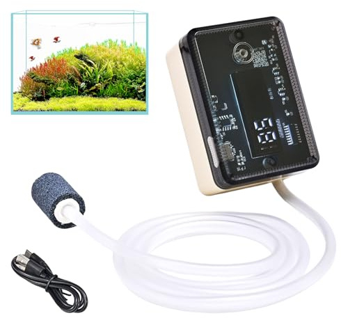 Aquarium Belüfter | Durchsichtig Tragbar Wiederaufladbar - Leise Aquarium Wasserpumpe | Für Camping, Teich, Outdoor, Reisen, Instandhaltung, Zuhause, Boot, Salzwasser Und