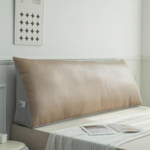 SHAIRMB Almohada Triangular para Cabecero, Almohada Grande En Forma De CuñA, Cojines Decorativos, CojíN para Leer En El Respaldo De La Cama, CojíN Lumbar para Sofá Cama,02,200x50x20cm