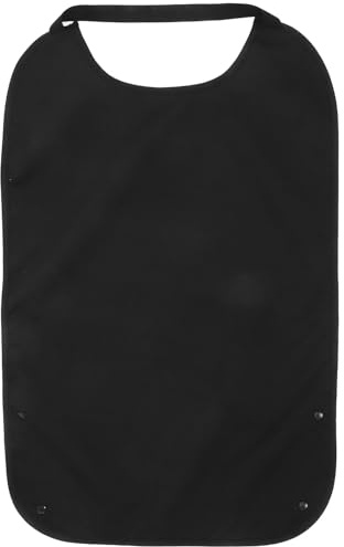 PAMINGONO Bavoir Adulte Polyester Imperméable avec Récupérateur de Miettes Protection Repas Lavable Design à Suspendre Au Cou Adapté Aux Personnes Âgées et Handicapées Noir