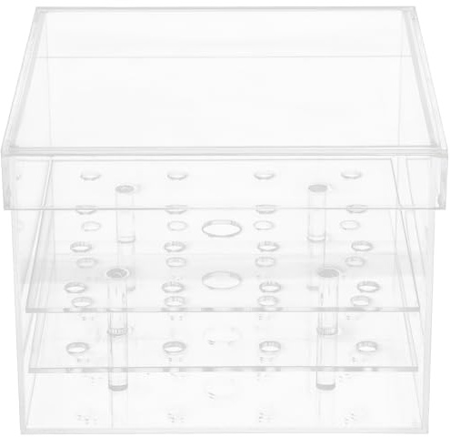 Healvian Caja de Flores Eternas de Acrílico Transparente 20X20X15 CM 16 Agujeros para Arreglo Floral Soporte Cuadrado para Rosas Jardinera Práctica para Regalos y Decoración