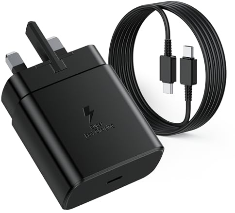 45W Samsung Fast Charger Plug USBC and Cable 2M for Galaxy S26 S25 Ultra S24 S23 S22 S21 FE A17 A16 A15 A22 A25 A26 A32 A33 A34 A35 A36 A53 A54 A55 A56, Samsung USB C Charger Plug UK Type C Charger