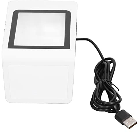 CUOFYUNL Lettore di codici a barre desktop Istruzioni vocali Identificazione automatica Lettore di codici QR cablato USB a mani libere per macchina POS per PC
