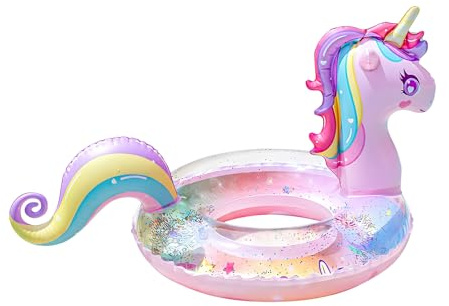 HYZYWON Salvagente Bambini, Salvagente Unicorno, 70 cm, Ciambella Gonfiabile, Giochi Piscina, per Piscina e Spiaggia (J70)