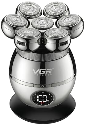VGR 315 Glatzenrasierer Herren, 6 in 1 Glatzenrasierer Mit Barttrimmer | Nasenhaartrimmer Und Kopfrasierer Glatze, Head Shaver Mit USB-Aufladung, Kopfrasierer Mit IPX5 Wasserdicht, LED-Display