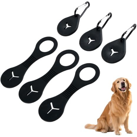 Nivofu Distributeur Sacs Crottes Chien pour Laisse, Porte Sacs Caca Chien 6 Pièces avec Mousqueton, Accessoire Pratique pour Promenades Running Vélo Randonnée, Universel Compatible (Noir)