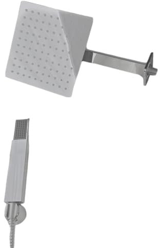 Kit Doccia Completo con Braccio Doccia, Soffione Quadrato, Doccetta E Supporto | Design Moderno E Funzionale | Installazione Facile E Duratura