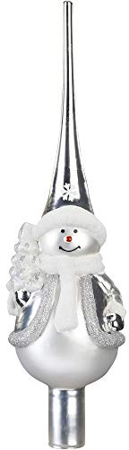 Magic Christbaumspitze Formspitze Schneemann Silber/weiß 28cm Glas