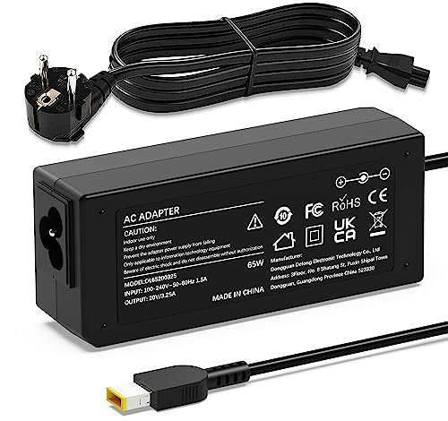 Chargeur 65W pour Lenovo Thinkpad T430 T440 T440s T450 T450s T460 T470 T470S X240 X250 X260 X270 G70 G50 G50-80 G500 Z50 ADLX65NLC2A ADLX65NCC2A Ordinateur Portable Adaptateur Alimentation