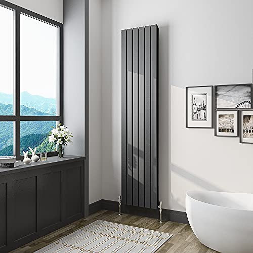 Acezanble Vertical Flat Panel Radiator Anthracite Double 1800x408mm Modern Central Heating Radiators for Bathroom Kitchen Living Room