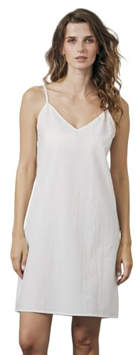 BEAUTELICATE Unterkleid 100% Baumwolle V-Ausschnitt Knielang Verstellbare Träger Leicht Petticoat Full Slip Lingerie Nachthemd Nachtwäsche,Elfenbein-Knielänge,XL