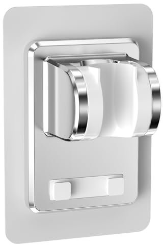 WinGluge Soporte Ducha Pared Universal, Soporte Alcachofa Ducha ángulo Ajustable, Soporte Ducha Adhesivo para Resistente al Agua,Resistente a la Humedad, Ducha Soporte para Conjuntos de Ducha(Plata)