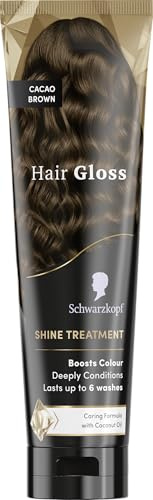Schwarzkopf Hair Gloss Shine Treatment Cacao Brown 150ml, Semi-Permanent Hair Dye, Temporary Hair Treatment to Condition and Colour Hair, Contains Coconut Oil, Enhances Colour and Reduces Breakage