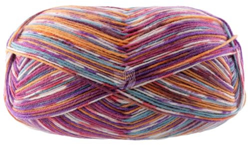 LANA GROSSA Meilenweit 100 Aktion | Sockenklassiker, bedruckt und waschmaschinenfest | Handstrickgarn aus 75% Schurwolle & 25% Polyamid | 100g Wolle zum Stricken & Häkeln | 420m Garn FB2998