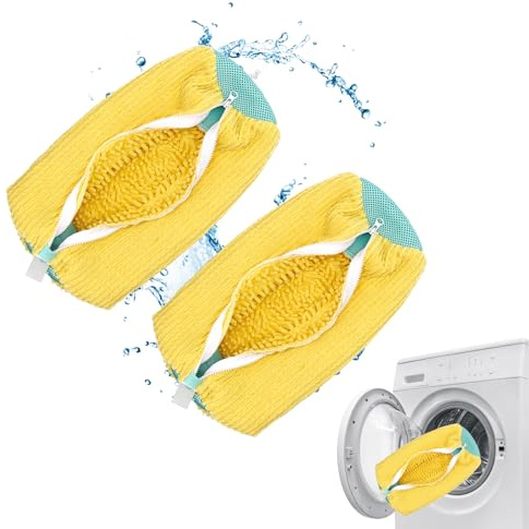 sacca per lavare le scarpe in lavatrice,sacca lavaggio scarpe lavatrice,sacco per lavare scarpe in lavatrice,sacchetto scarpe lavatrice - Giallo 2 Pezzi