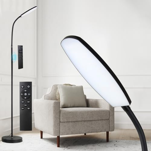 Lampadaire sur Pied Salon, 12w LED Lampe de Lecture, Dimmable Températures de Couleur et Luminosité, Lampes Chambre Réglable en col de Cygne avec Télécommande et Commande Tactile pour Bureau (Bande)