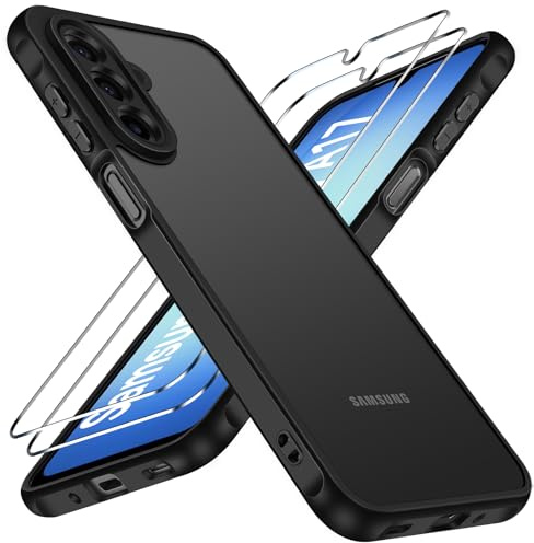 ivoler Funda para Samsung Galaxy A17 4G / 5G con 2 Piezas Protección, Militar Carcasa Protectora Antigolpes Trasera Translúcida Antiarañazos Duro Bumper Case - Negro
