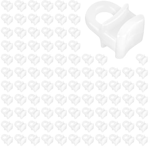 OIHCAZ 100 Curtain Hooks Plastic, Silent Gliding Curtain Track Gliders White Rustproof Rail Hook Rollers for Window Door Shower Campervan