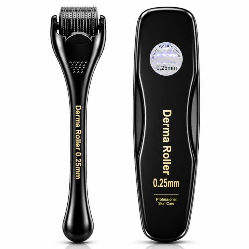 Derma Roller 0.25mm, Microneedling Roller for Face, Body & Scalp, Derma Roller for Hair Growth, Beard Roller for Beard Growth, 540 Titanium Needle Micro Needling Roller for Men & Women, Home Use