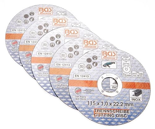 BGS 3935 | Dischi da taglio per acciaio inossidabile | Ø 115 x 1,0 x 22,2 mm | 5 pz.