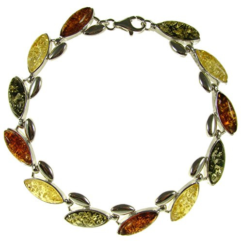 Pulsera de plata de ley 925 con ambar del Baltico joyeria