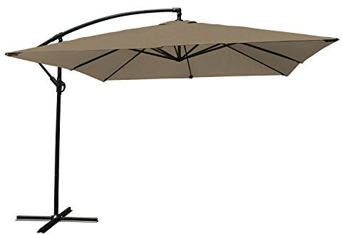 Happy Garden Sombrilla excéntrica Molokai Cuadrada 3x3 m Color Topo con manivela. Sombrilla reclinable, Plegable y giratoria.