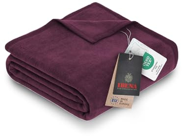 Ibena Porto Decke 150x200 cm – Baumwollmix weich, warm & waschbar, Kuscheldecke lila einfarbig
