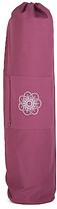 Bodhi SURYA BAG COTTON | Yogatasche groß für Schurwollmatten & Yogamatten | Tasche aus 100% Baumwolle im XL-Format | Sporttasche mit Mandala Design | aubergine