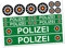 6 x Polizei Aufkleber Sticker für Auto Boot Caravan Bus Bike Fahrrad Dreirad Rutschauto Spielauto Modellbau Helm RC Car Plakette (R023 Grün)