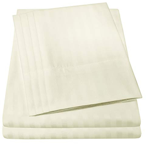 Sweet Home Collection King Size Bed Sheets - 6 Piece 1500 Supreme Collection Fine Brushed Microfiber Deep Pocket King Sheet Set Bedding - 2 Extra Pillow Cases, Great Value, Dobby Beige