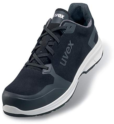 Uvex 1 Sport S3 ESD Sicherheitsschuhe für Herren - Bequeme & Atmungsaktive Arbeitsschuhe für Männer - Leichte & Ergonomische Halbschuhe Velours ,Schwarz,44 EU