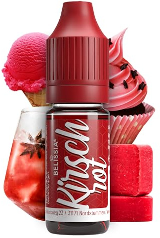 Belissia Lebensmittelfarbe Kirschrot 10ml flüssig zum Kochen und Backen | Stark färbende Speisefarbe, vegan, geschmacksneutral, für Fondant, Torten, Desserts, Getränke und DIY