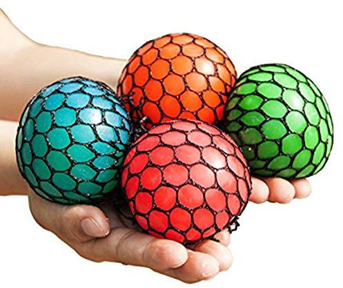 Uteruik Anti-Stress-Mesh-Kugeln, Squishy-Ball, Squeeze Traubenball, Druck-Ball, Farben können variieren, 2 Stück