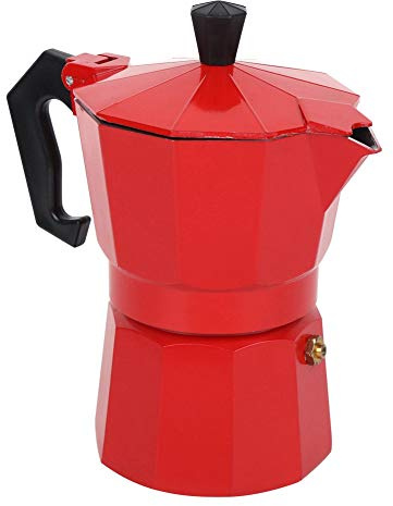 Stovetop Espresso Maker Moka Pot, 300ml 6‑Cup Stove Top Coffee Maker Moka Italian Espresso Greca Coffee Brewer Percolator(Red)