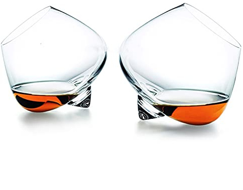 HNGM Bicchieri Whisky 2 Pezzi Rotating Top Pancia Belly Whisky Glass Liquor XO Cognac Brandy Whisky Whisky Whisky Rock Tumbler (Capacity : 250ml, Color : 2 PCS Glass)