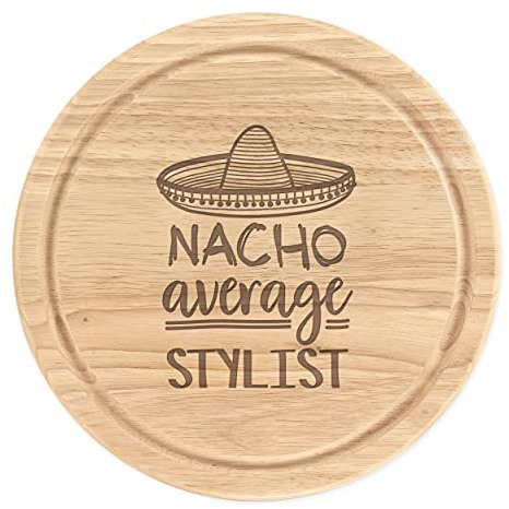 Nacho Average Stylist Wooden Chopping Cheese Board Round 25cm