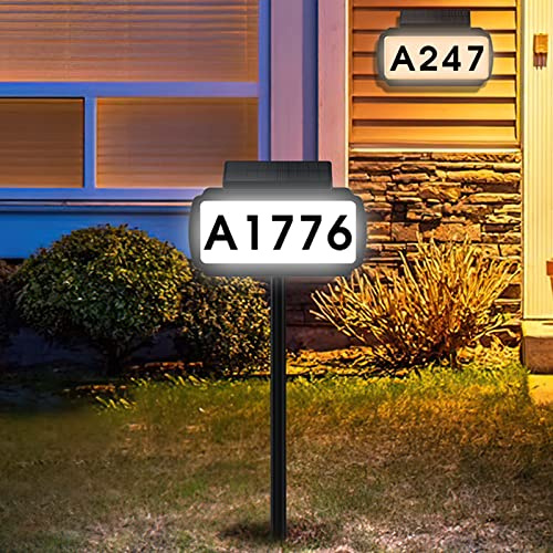 Wecsord Solar Address Sign House Number for Outside Plaque Modern IP65 Waterproof LED Lighted Address Numbers for House Number signs for Yard Street (3 Color)