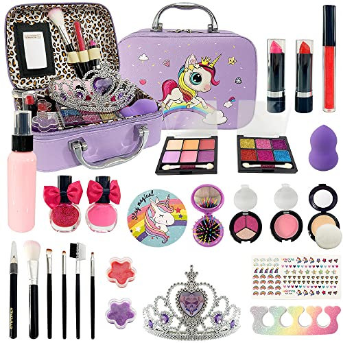 Kinder Make Up Set Mädchen - Kinder Schminkset Mädchen Spielzeug, Sicheres und Ungiftige Makeup Geschenk für 4-12 jährige Mädchen Weihnachts Geburtstags Geschenke
