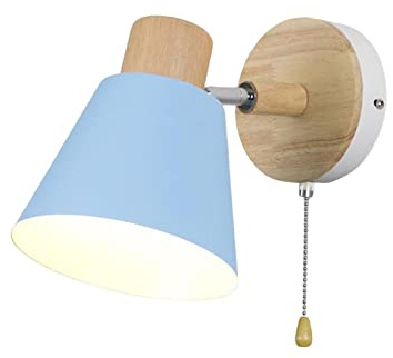 Milageto Applique Murale Simple Applique avec Interrupteur à Tirette luminaire réglable créatif pour Cuisine Lecture Salon Maison Chambre, Bleu