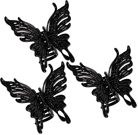 LALAFINA Haarklammer 3 Krallen Schmetterlinge Hohl Großes Stirnband Rückenklemme Cliphalter Schwarz Haarhalter Krallenclips Haarspangen Schmetterlings-Haarklammern Haarklammer Schmetterling