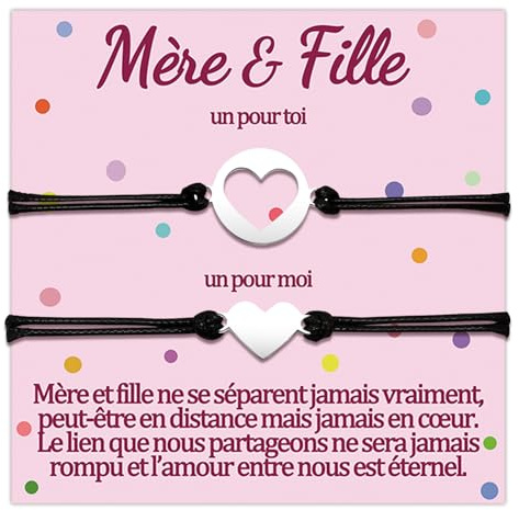 Temulnee Mere Fille Bracelet Cadeau Maman et Filles Bracelets Assortis Pour 2 Pièce Mère Noel Mamounette Cadeau Fetes Des Mere Anniversaire Femme Original Idee Coeur Bijoux