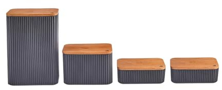 Karaca Massimo Set de 4 boîtes à provisions/réservoirs Anthracite- Récipients de conservation pratiques en plastique sans BPA pour une cuisine organisée et hygiénique