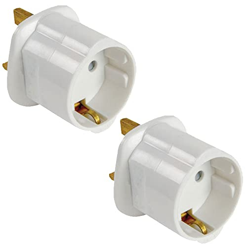 2X Adaptador Enchufe Europeo a UK - TALENTEC - Blanco - Tipo C a Tipo G - Viaje y Hogar